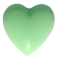 Mat resin hjerte, mintgrøn, 15mm, 2 stk.